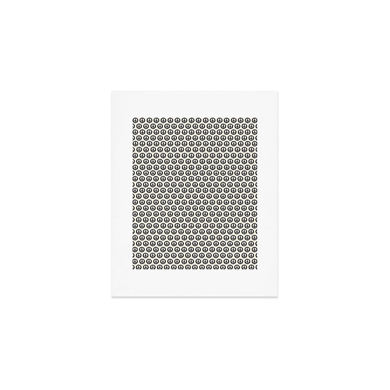 Inky Peace Dots Minimalist Pattern 3 in Black and Almond Cream Art Print Gallery Image 1