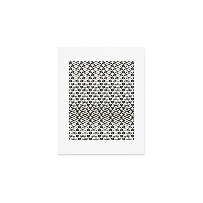 Inky Peace Dots Minimalist Pattern 3 in Black and Almond Cream Art Print Gallery Image 1