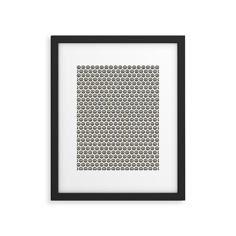 Inky Peace Dots Minimalist Pattern 3 in Black and Almond Cream Framed Art Print Gallery Image 4