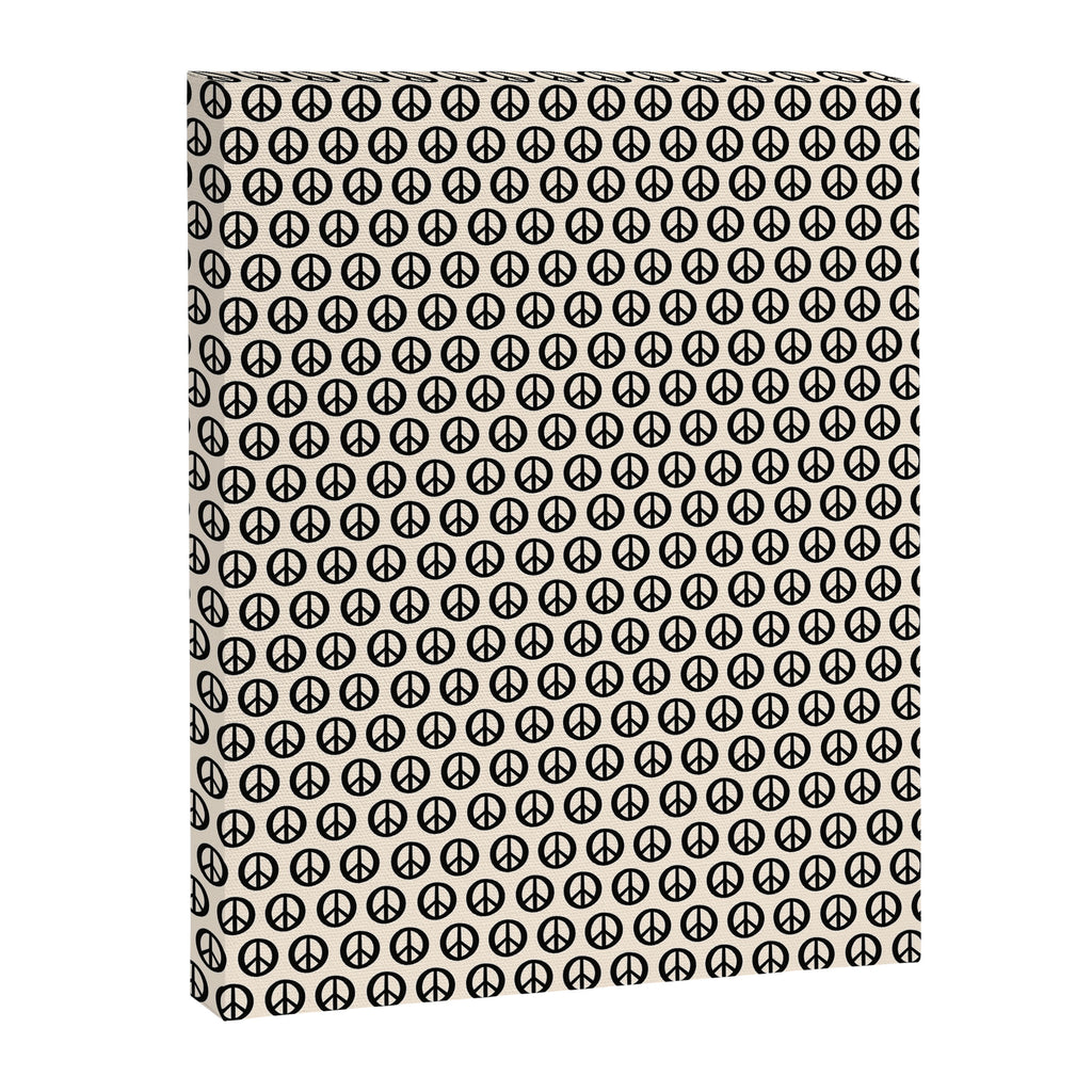Inky Peace Dots Minimalist Pattern 2 in Black and Almond Cream Canvas Print Gallery Image 6