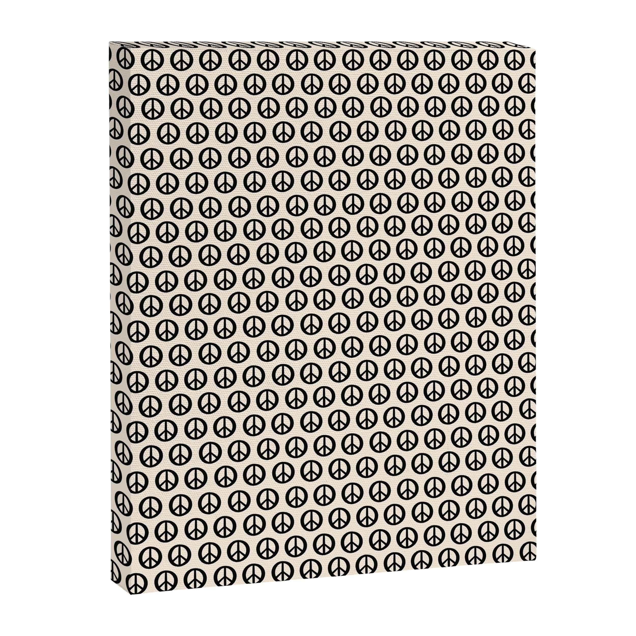 Inky Peace Dots Minimalist Pattern 2 in Black and Almond Cream Canvas Print Gallery Image 6