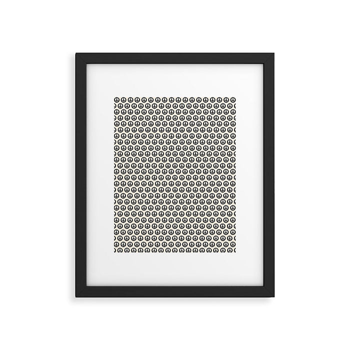 Inky Peace Dots Minimalist Pattern 2 in Black and Almond Cream Framed Art Print Gallery Image 1