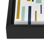 Interrupted Lines Mid-Century Modern Minimalist Pattern in Navy Blue, Teal Mint, Gold Mustard, White Framed Canvas Print Gallery Image 3