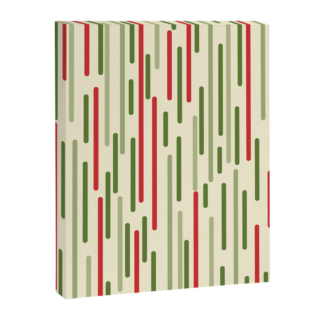 Interrupted Lines Midcentury Modern Christmas Pattern in Olive Green, Retro Xmas Red, and Cream Canvas Print Gallery Image 8