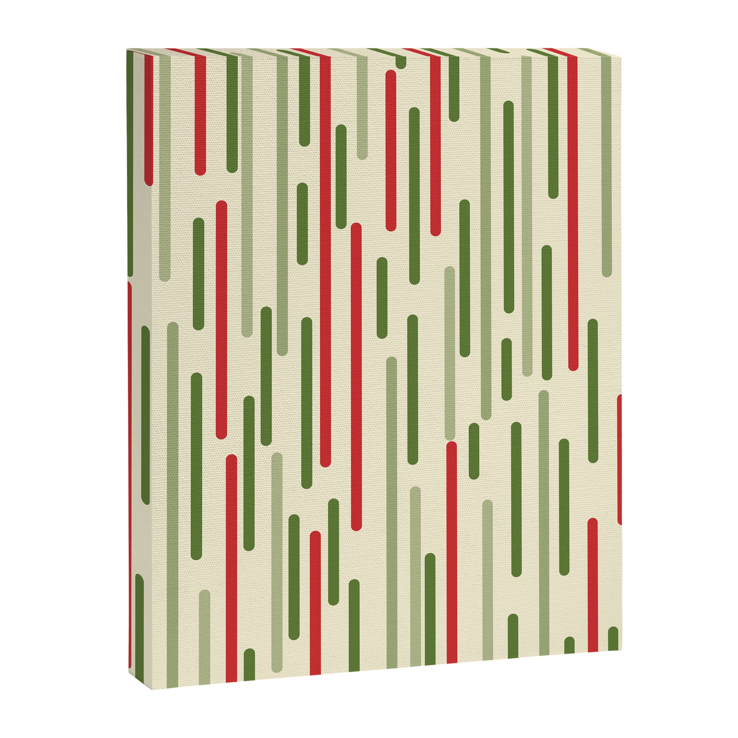 Interrupted Lines Midcentury Modern Christmas Pattern in Olive Green, Retro Xmas Red, and Cream Canvas Print Gallery Image 8