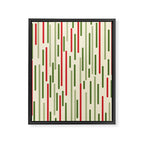 Interrupted Lines Midcentury Modern Christmas Pattern in Olive Green, Retro Xmas Red, and Cream Framed Canvas Print Gallery Image 8