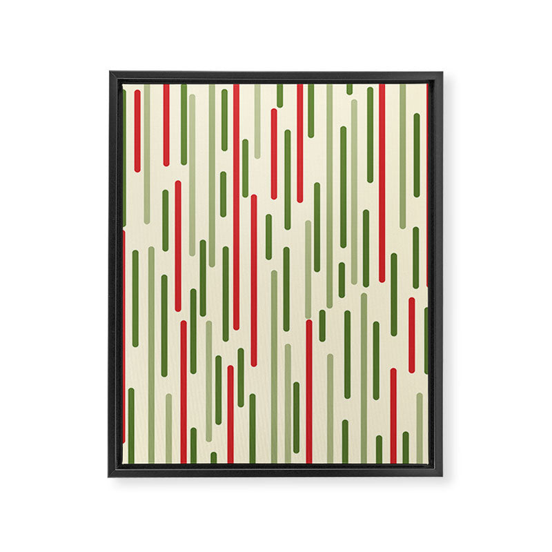 Interrupted Lines Midcentury Modern Christmas Pattern in Olive Green, Retro Xmas Red, and Cream Framed Canvas Print Gallery Image 8