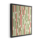 Interrupted Lines Midcentury Modern Christmas Pattern in Olive Green, Retro Xmas Red, and Cream Framed Canvas Print Gallery Image 2
