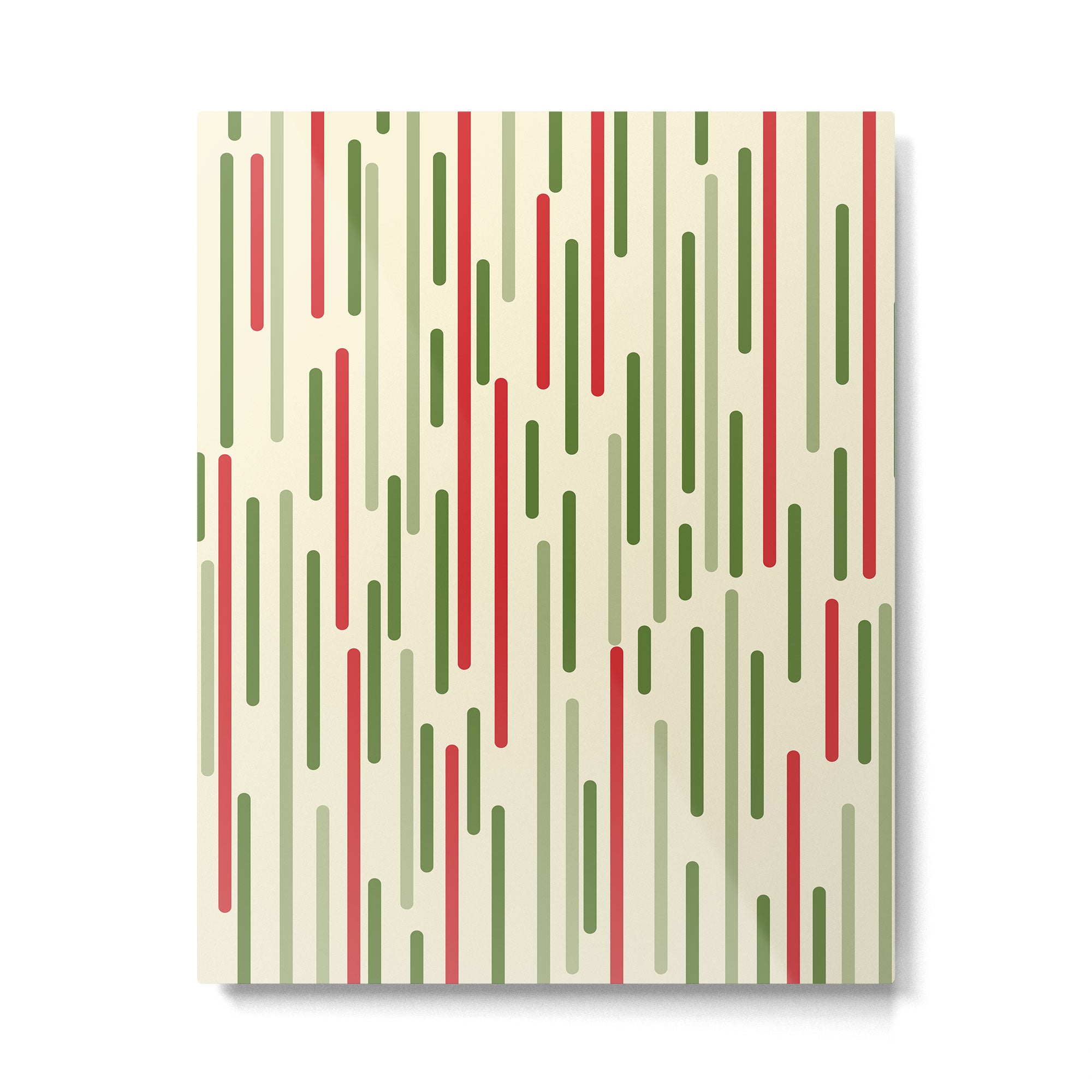 Interrupted Lines Midcentury Modern Christmas Pattern in Olive Green, Retro Xmas Red, and Cream Metal Print Gallery Image 6