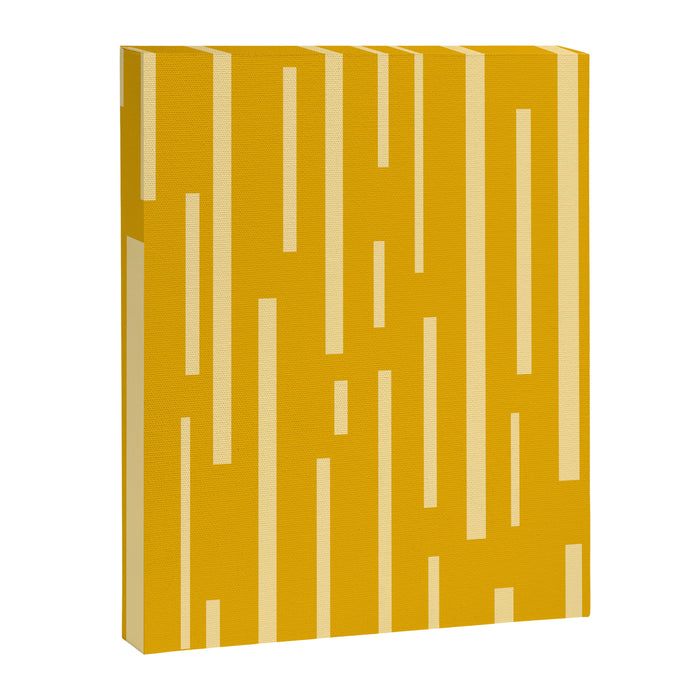 Interrupted Lines Mid-Century Modern Minimalist Abstract Geometric Pattern in Honey Mustard Canvas Print Gallery Image 1