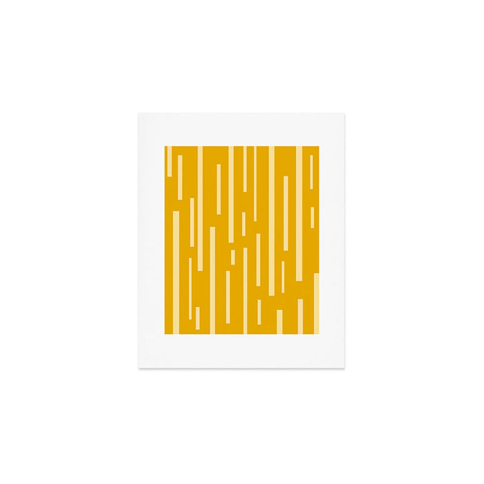 Interrupted Lines Mid-Century Modern Minimalist Abstract Geometric Pattern in Honey Mustard Art Print Gallery Image 1