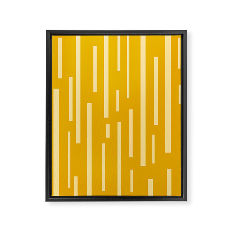 Interrupted Lines Mid-Century Modern Minimalist Abstract Geometric Pattern in Honey Mustard Framed Canvas Print Gallery Image 8