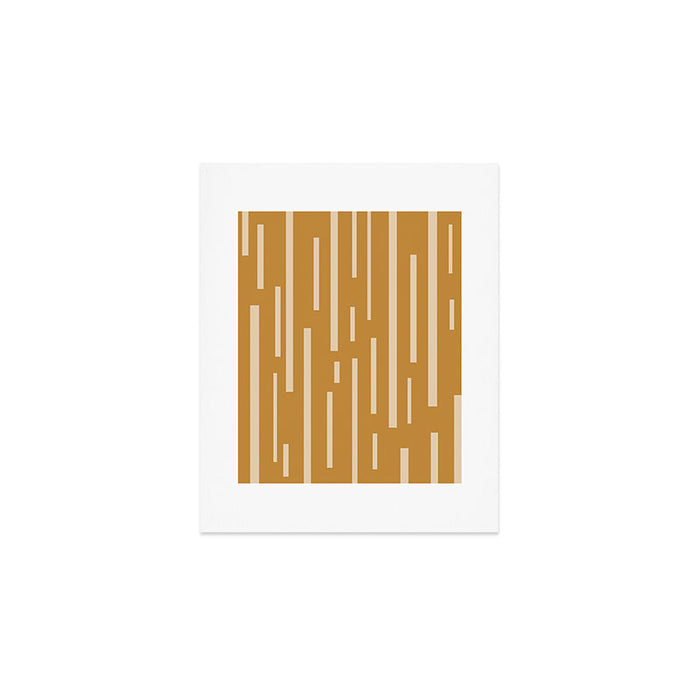 Interrupted Lines Mid-Century Modern Minimalist Abstract Geometric Pattern in Honey Mustard Ochre Art Print Gallery Image 1