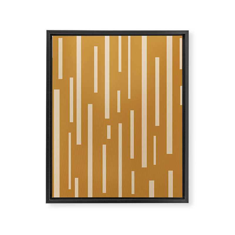 Interrupted Lines Mid-Century Modern Minimalist Abstract Geometric Pattern in Honey Mustard Ochre Framed Canvas Print Gallery Image 8