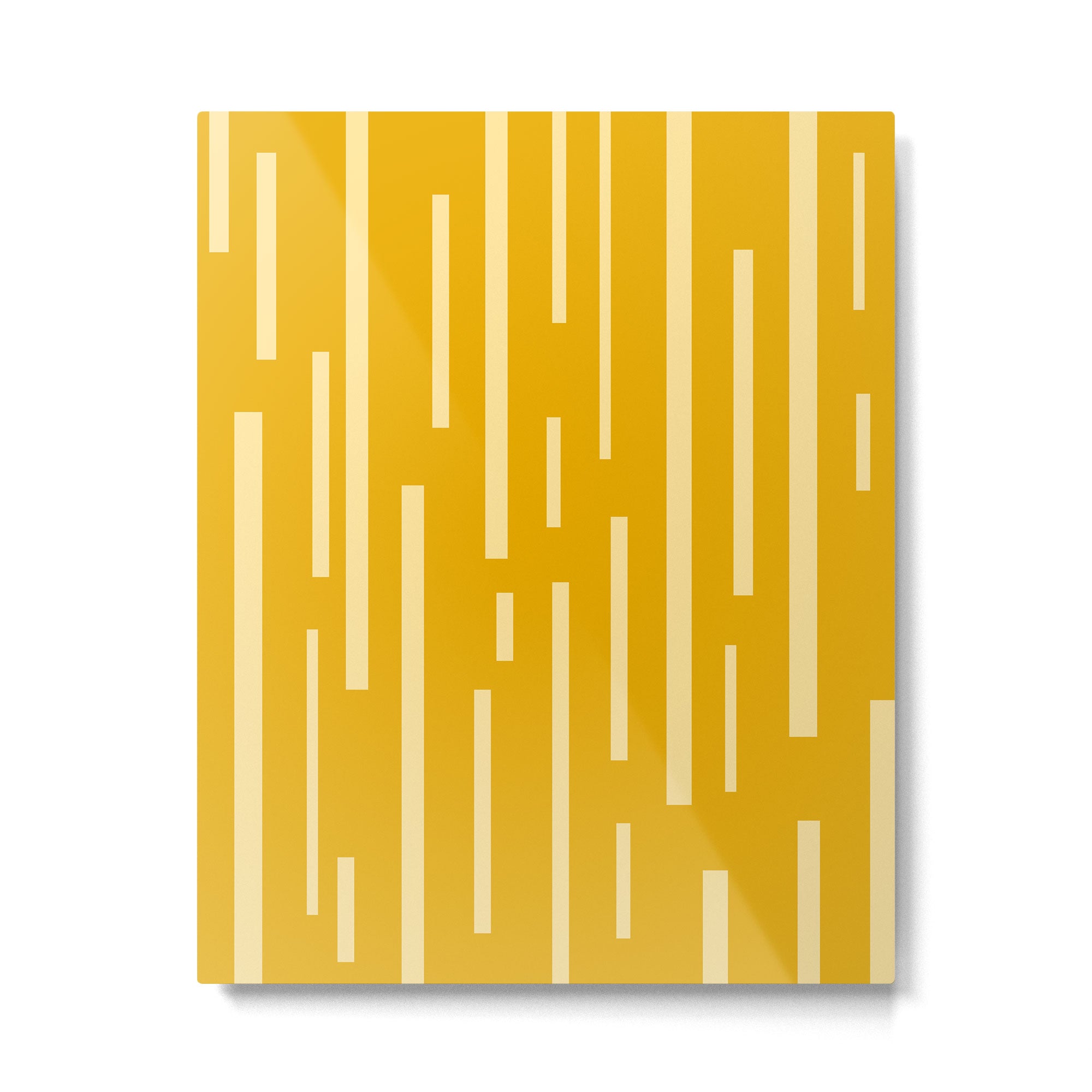 Interrupted Lines Mid-Century Modern Minimalist Abstract Geometric Pattern in Honey Mustard Metal Print Gallery Image 6