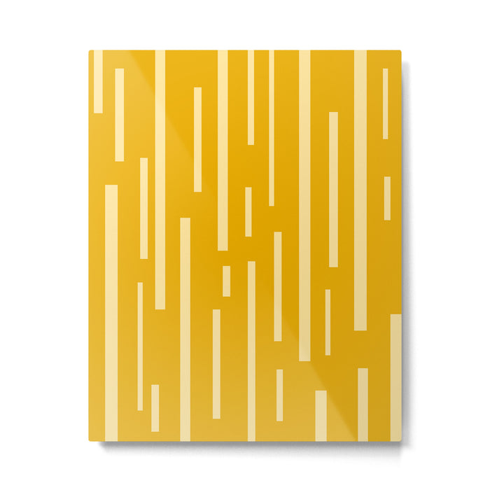 Interrupted Lines Mid-Century Modern Minimalist Abstract Geometric Pattern in Honey Mustard Metal Print Gallery Image 1