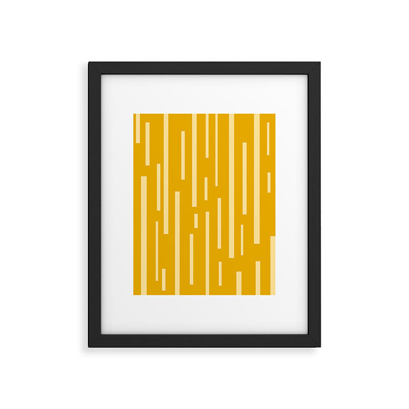 Interrupted Lines Mid-Century Modern Minimalist Abstract Geometric Pattern in Honey Mustard Framed Art Print Gallery Image 6