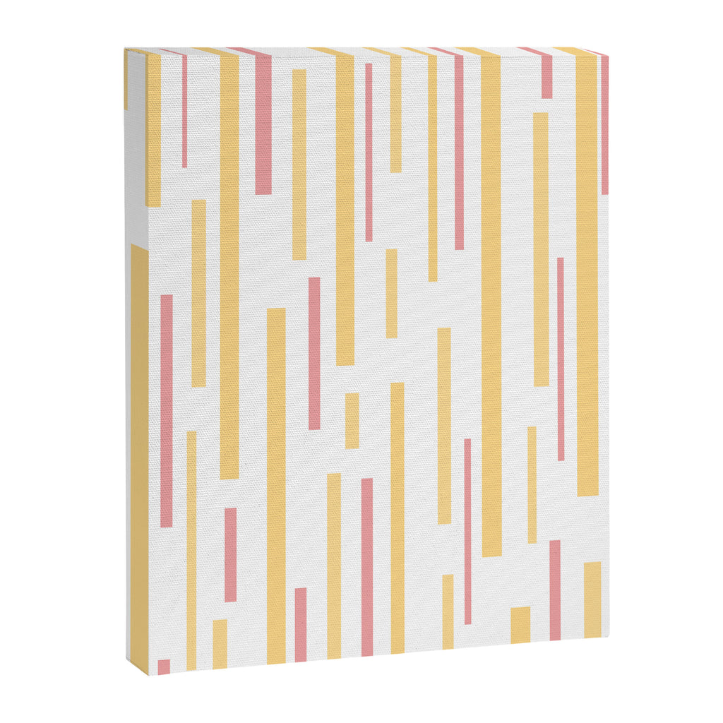 Interrupted Lines Mid-Century Modern Pattern in Mustard Yellow, Bright Pink, and White Canvas Print Gallery Image 8