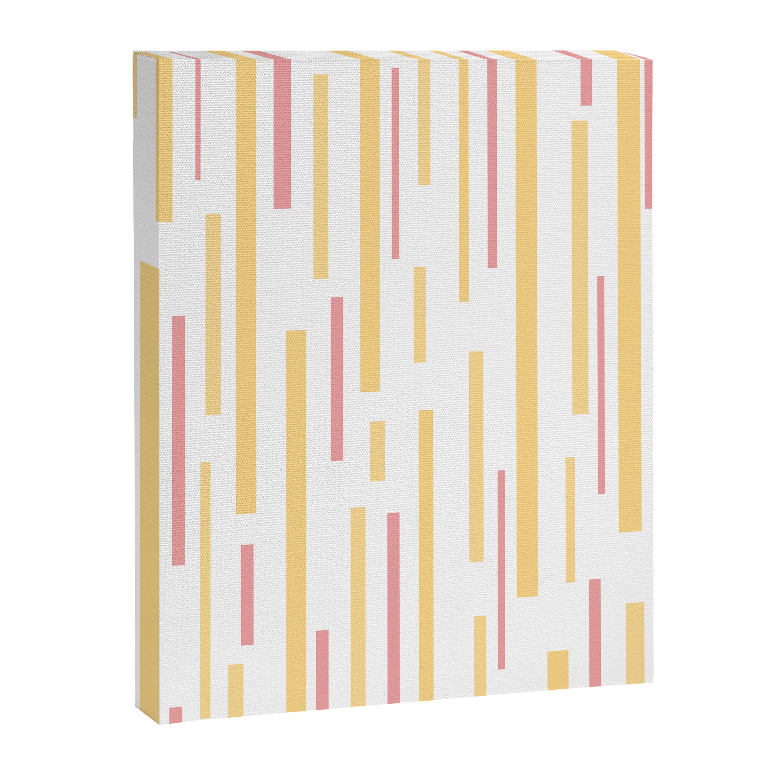Interrupted Lines Mid-Century Modern Pattern in Mustard Yellow, Bright Pink, and White Canvas Print Gallery Image 8