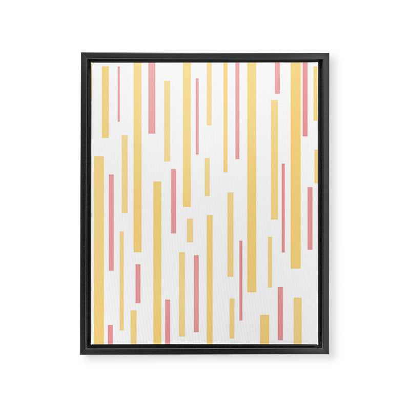 Interrupted Lines Mid-Century Modern Pattern in Mustard Yellow, Bright Pink, and White Framed Canvas Print Gallery Image 8