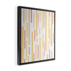 Interrupted Lines Mid-Century Modern Pattern in Mustard Yellow, Bright Pink, and White Framed Canvas Print Gallery Image 2