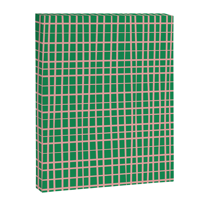 Irregular Grid Pattern in Green and Pink Canvas Print Gallery Image 1