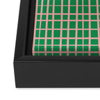 Irregular Grid Pattern in Green and Pink Framed Canvas Print Gallery Image 3