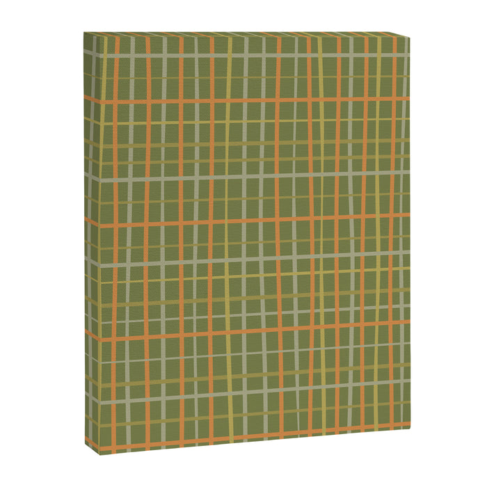 Irregular Plaid Pattern in Retro Olive Green Celadon Orange Tones Canvas Print Gallery Image 1