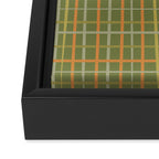 Irregular Plaid Pattern in Retro Olive Green Celadon Orange Tones Framed Canvas Print Gallery Image 3