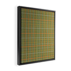 Irregular Plaid Pattern in Retro Olive Green Celadon Orange Tones Framed Canvas Print Gallery Image 2