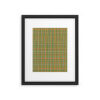 Irregular Plaid Pattern in Retro Olive Green Celadon Orange Tones Framed Art Print Gallery Image 6