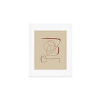 Janu Sirsasana - Minimalist Abstract Line Drawing in Maroon and Linen Art Print Gallery Image 1