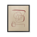 Janu Sirsasana - Minimalist Abstract Line Drawing in Maroon and Linen Framed Canvas Print Gallery Image 6