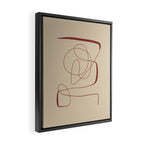 Janu Sirsasana - Minimalist Abstract Line Drawing in Maroon and Linen Framed Canvas Print Gallery Image 2
