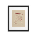 Janu Sirsasana - Minimalist Abstract Line Drawing in Maroon and Linen Framed Art Print Gallery Image 5