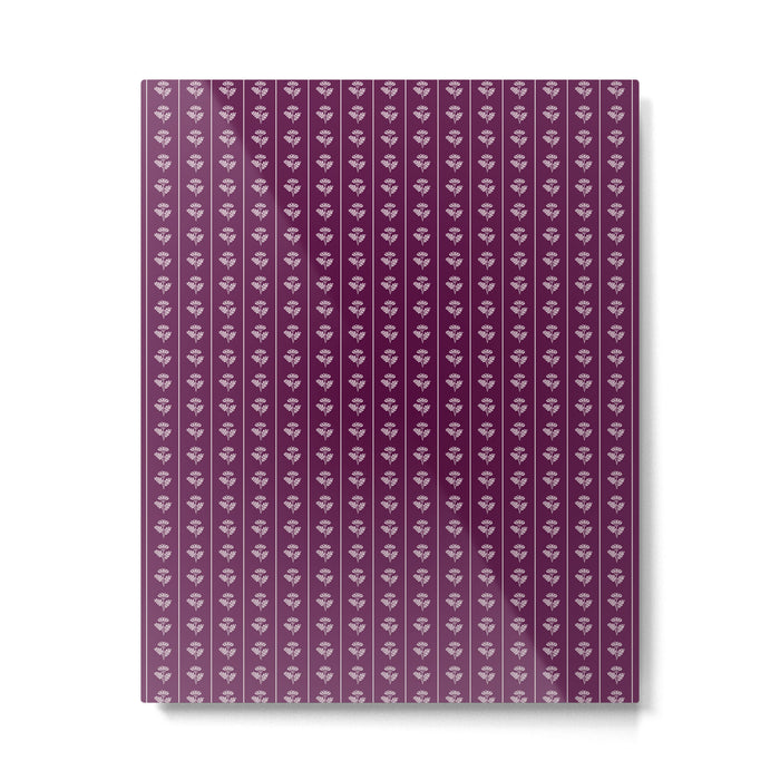 Jewel Tone Vintage Cottage Flowers and Stripes Pattern in Plum Aubergine Metal Print Gallery Image 1