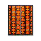 Jonnty Flowers Retro Floral Stripe Pattern in 70s Brown and Orange Framed Canvas Print Gallery Image 8