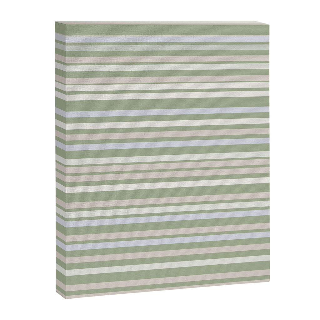 Joseph Stripes Fine Stripe Pattern in Sage Green, Light Silver Gray, Beige, and Cream Canvas Print Gallery Image 8