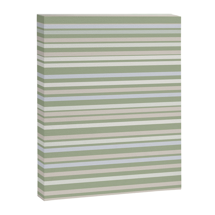 Joseph Stripes Fine Stripe Pattern in Sage Green, Light Silver Gray, Beige, and Cream Canvas Print Gallery Image 1