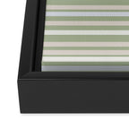 Joseph Stripes Fine Stripe Pattern in Sage Green, Light Silver Gray, Beige, and Cream Framed Canvas Print Gallery Image 3