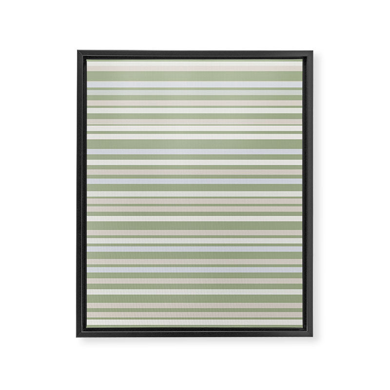 Joseph Stripes Fine Stripe Pattern in Sage Green, Light Silver Gray, Beige, and Cream Framed Canvas Print Gallery Image 8