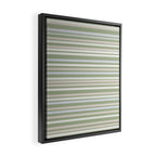 Joseph Stripes Fine Stripe Pattern in Sage Green, Light Silver Gray, Beige, and Cream Framed Canvas Print Gallery Image 2
