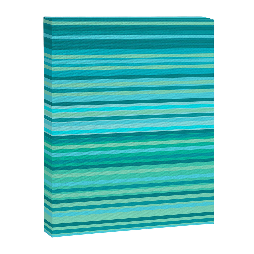 Joseph Stripes - Fine Stripe Pattern in Tropical Ocean Aqua Cyan Blue-Green  Canvas Print Gallery Image 8