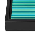 Joseph Stripes - Fine Stripe Pattern in Tropical Ocean Aqua Cyan Blue-Green  Framed Canvas Print Gallery Image 3