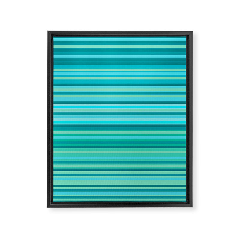 Joseph Stripes - Fine Stripe Pattern in Tropical Ocean Aqua Cyan Blue-Green  Framed Canvas Print Gallery Image 8