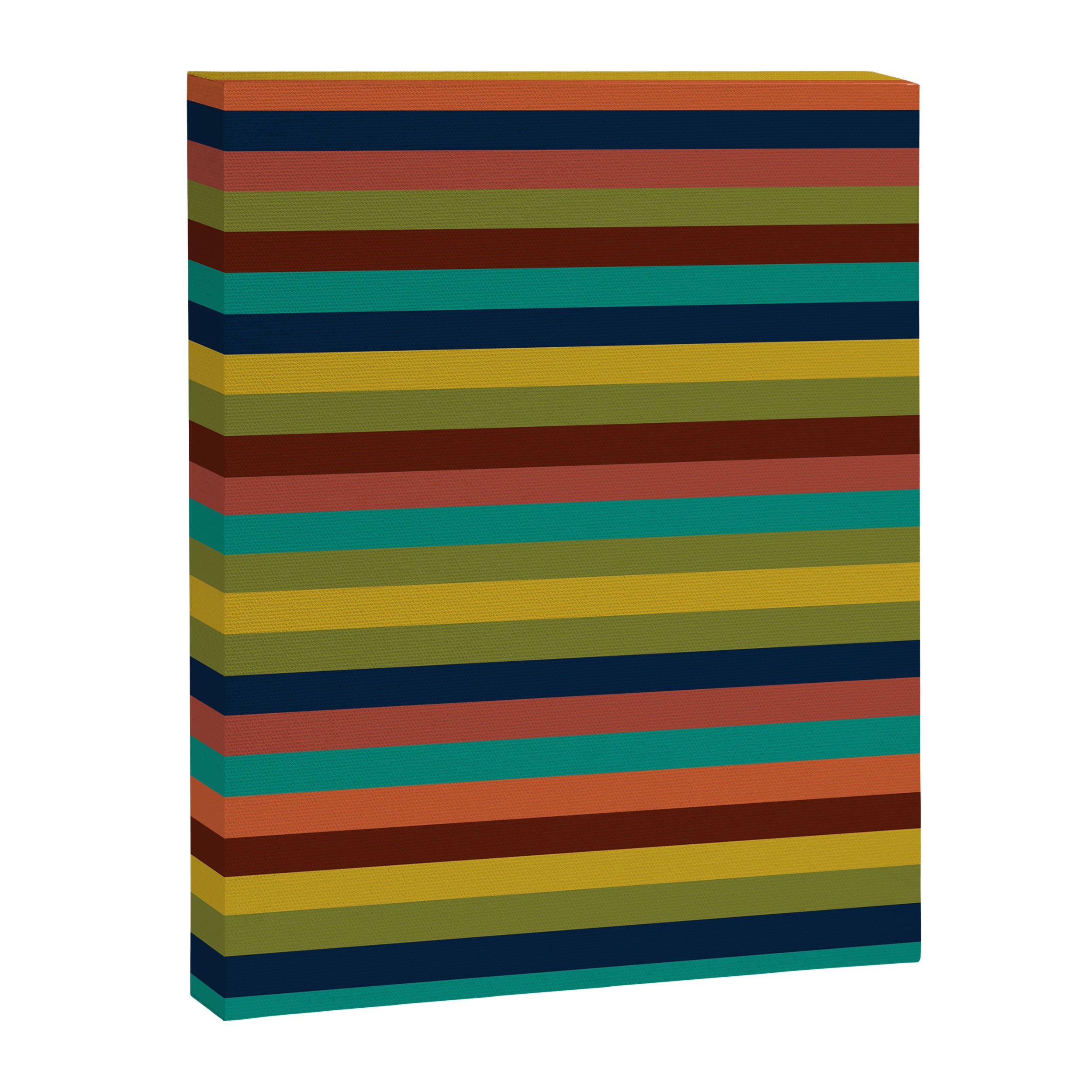 Joseph Stripes II Midcentury Modern Stripe Pattern in Mid Mod Mustard, Olive, Turquoise Teal, Orange Canvas Print Gallery Image 8