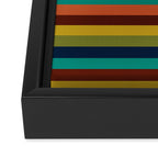 Joseph Stripes II Midcentury Modern Stripe Pattern in Mid Mod Mustard, Olive, Turquoise Teal, Orange Framed Canvas Print Gallery Image 3