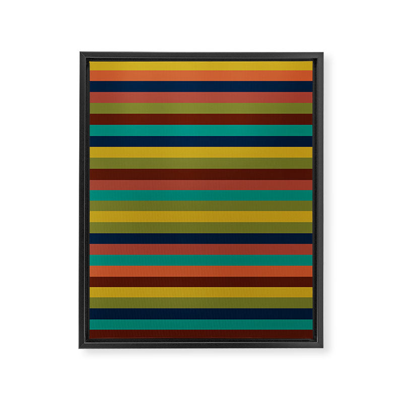 Joseph Stripes II Midcentury Modern Stripe Pattern in Mid Mod Mustard, Olive, Turquoise Teal, Orange Framed Canvas Print Gallery Image 8