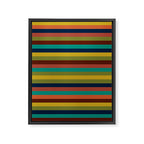 Joseph Stripes II Midcentury Modern Stripe Pattern in Mid Mod Mustard, Olive, Turquoise Teal, Orange Framed Canvas Print Gallery Image 8