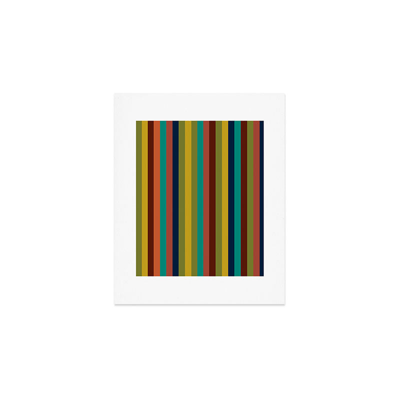 Joseph Stripes II Vertical Midcentury Modern Stripe Pattern in Mid Mod Colors Art Print Gallery Image 1